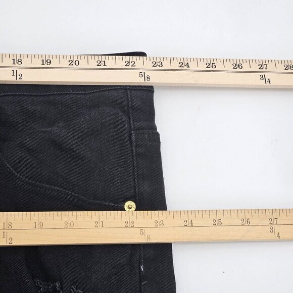 Copper Rivet Distressed Zipper Jeans Black Men’s Size 44x31 Punk Goth Moto Edgy - Picture 9 of 12